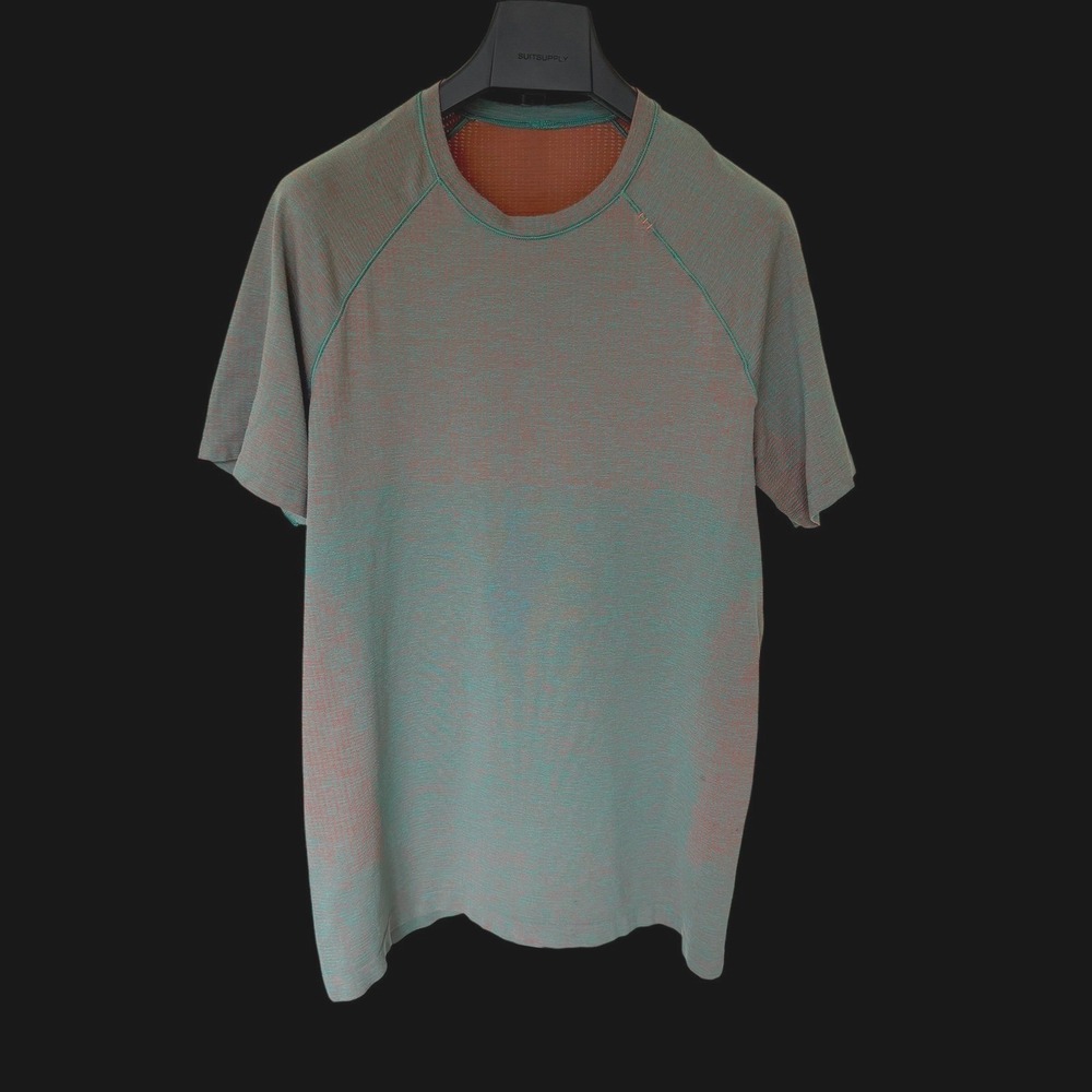 Lululemon Metal Vent Tech SS Shirt Teal Rust Orange Heather Mens XL